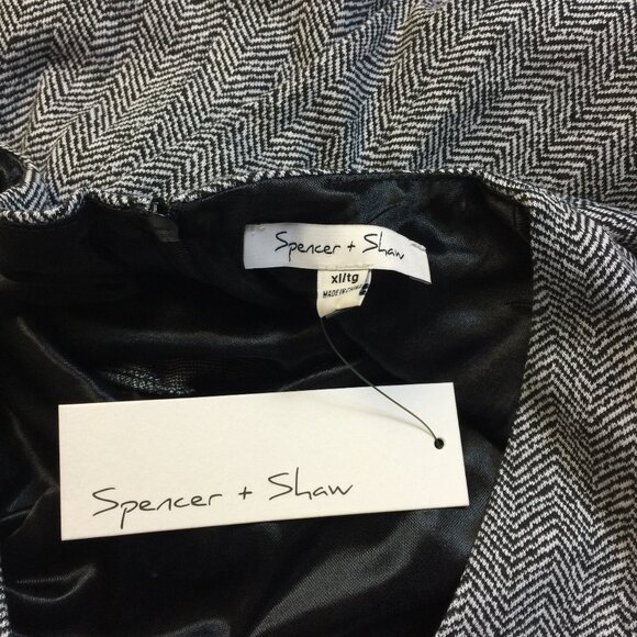 New! Spencer + Shaw Sheath Dress XL Black White Herringbone Knit Cap Sleeve - Picture 4 of 14